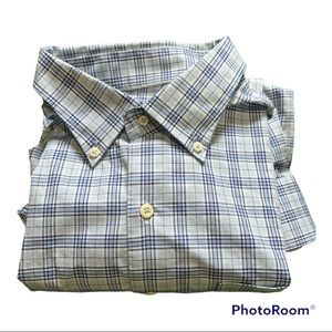 Peter Millar Casual Button Down Shirt Size XL Blue Check